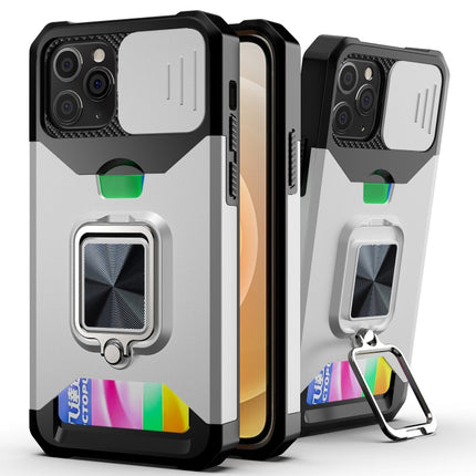 Sliding Camera Cover Design PC + TPU Shockproof Case with Ring Holder & Card Slot, For iPhone 13 Pro Max, For iPhone 11, For iPhone XS Max