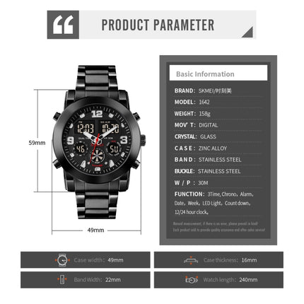 SKMEI 1642 Three-time Display Luminous Electronic Watch, Support Alarm Clock