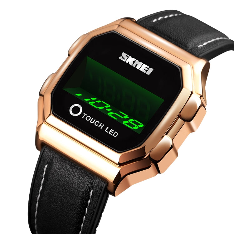 SKMEI 1650 Leather Strap Version LED Digital Display Electronic Watch with Touch Luminous Button