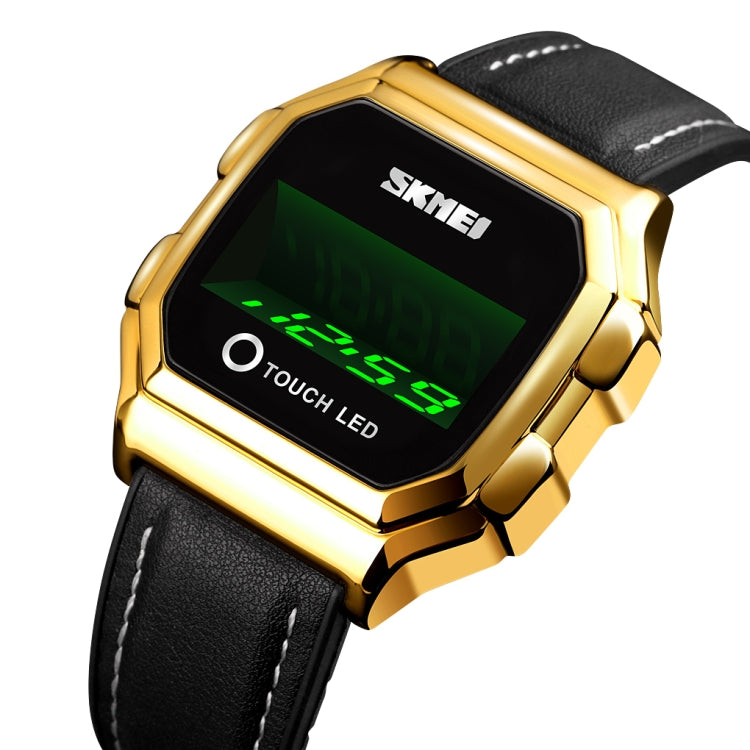 SKMEI 1650 Leather Strap Version LED Digital Display Electronic Watch with Touch Luminous Button