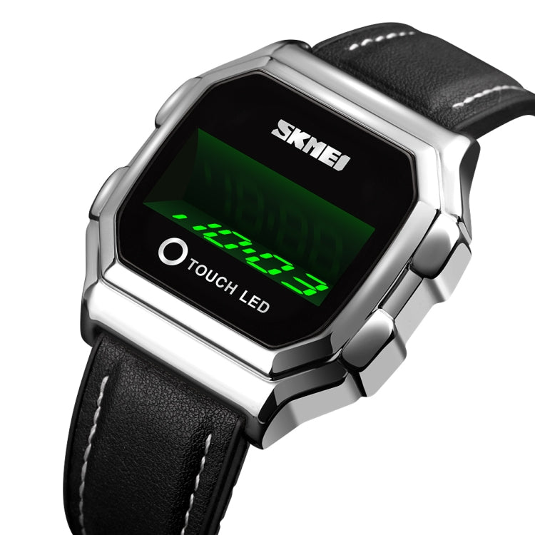 SKMEI 1650 Leather Strap Version LED Digital Display Electronic Watch with Touch Luminous Button