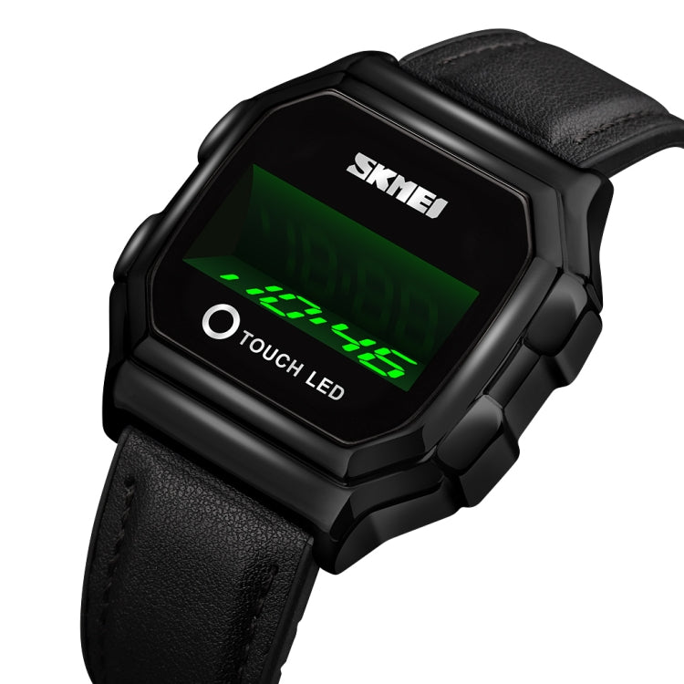 SKMEI 1650 Leather Strap Version LED Digital Display Electronic Watch with Touch Luminous Button