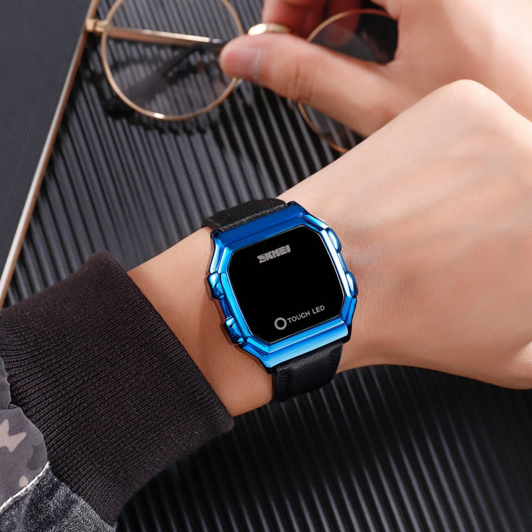 SKMEI 1650 Leather Strap Version LED Digital Display Electronic Watch with Touch Luminous Button