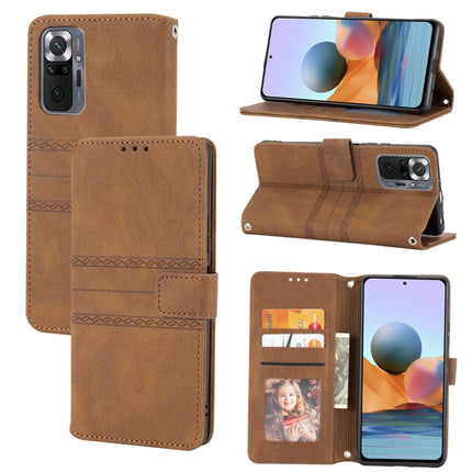 Embossed Striped Magnetic Buckle PU + TPU Horizontal Flip Leather Case with Holder & Card Slot & Wallet & Photo Frame & Sling, For Xiaomi Redmi Note 10 Pro 5G, For Xiaomi Redmi Note 10 Pro Max