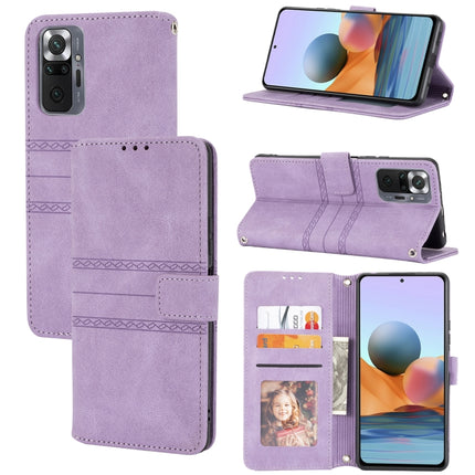 Embossed Striped Magnetic Buckle PU + TPU Horizontal Flip Leather Case with Holder & Card Slot & Wallet & Photo Frame & Sling, For Xiaomi Redmi Note 10 Pro 5G, For Xiaomi Redmi Note 10 Pro Max
