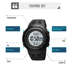 SKMEI 1681 Multifunctional LED Digital Display Luminous Electronic Watch, Support Body / Ambient Temperature Measurement