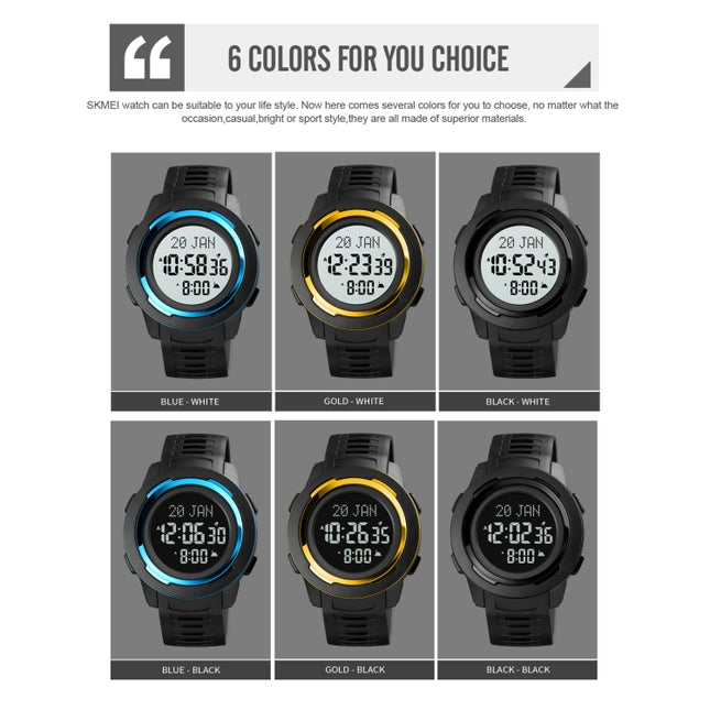 SKMEI 1729 Qibla Calendar Timing Multifunctional LED Digital Display Luminous Electronic Watch