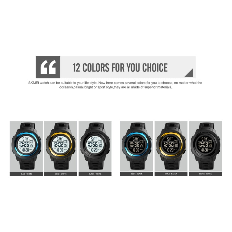 SKMEI 1731 Triplicate Round Dial LED Dual Time Digital Display Luminous Electronic Watch