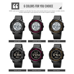 SKMEI 1736 Triplicate Round Dial Timing LED Digital Display Luminous Electronic Watch