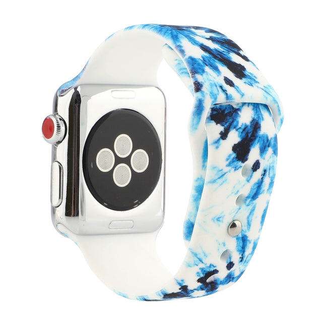 Silicone Painted Pattern Replacement Watchband For Apple Watch Series, 7 41mm / 6 & SE & 5 & 4 40mm / 3 & 2 & 1 38mm, 7 45mm / 6 & SE & 5 & 4 44mm / 3 & 2 & 1 42mm