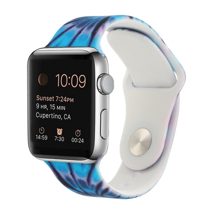 Silicone Painted Pattern Replacement Watchband For Apple Watch Series, 7 41mm / 6 & SE & 5 & 4 40mm / 3 & 2 & 1 38mm, 7 45mm / 6 & SE & 5 & 4 44mm / 3 & 2 & 1 42mm