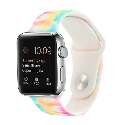 Silicone Painted Pattern Replacement Watchband For Apple Watch Series, 7 41mm / 6 & SE & 5 & 4 40mm / 3 & 2 & 1 38mm, 7 45mm / 6 & SE & 5 & 4 44mm / 3 & 2 & 1 42mm