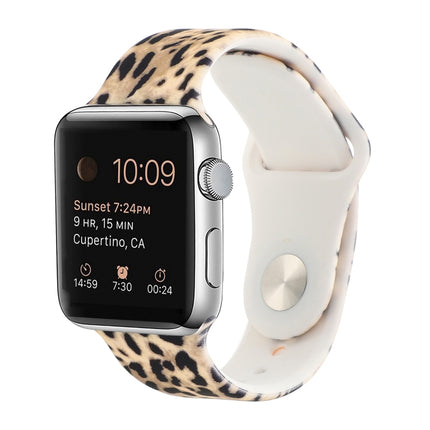 Silicone Painted Pattern Replacement Watchband For Apple Watch Series, 7 41mm / 6 & SE & 5 & 4 40mm / 3 & 2 & 1 38mm, 7 45mm / 6 & SE & 5 & 4 44mm / 3 & 2 & 1 42mm