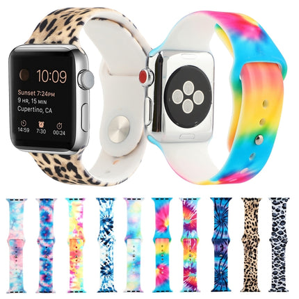 Silicone Painted Pattern Replacement Watchband For Apple Watch Series, 7 41mm / 6 & SE & 5 & 4 40mm / 3 & 2 & 1 38mm, 7 45mm / 6 & SE & 5 & 4 44mm / 3 & 2 & 1 42mm