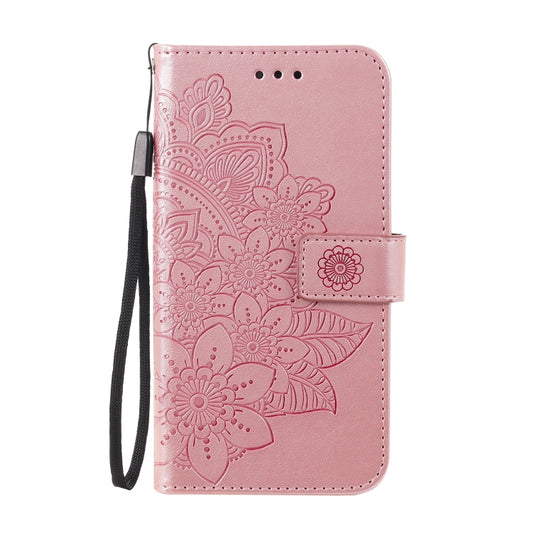 Horizontale Klapphülle aus PU-Leder mit 7-Blütenblatt-Blumenprägung, Halter, Kartenfächern, Geldbörse und Bilderrahmen, für iPhone 13, für iPhone 13 Mini, für iPhone 13 Pro, für iPhone 13 Pro Max