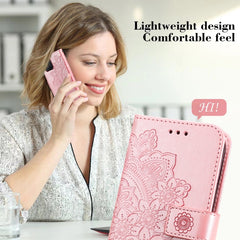 7-petal Flowers Embossing Pattern Horizontal Flip PU Leather Case with Holder & Card Slots & Wallet & Photo Frame, For iPhone 13, For iPhone 13 Mini, For iPhone 13 Pro, For iPhone 13 Pro Max