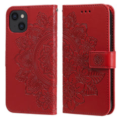 7-petal Flowers Embossing Pattern Horizontal Flip PU Leather Case with Holder & Card Slots & Wallet & Photo Frame, For iPhone 13, For iPhone 13 Mini, For iPhone 13 Pro, For iPhone 13 Pro Max