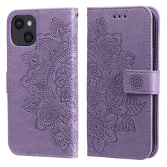 7-petal Flowers Embossing Pattern Horizontal Flip PU Leather Case with Holder & Card Slots & Wallet & Photo Frame, For iPhone 13, For iPhone 13 Mini, For iPhone 13 Pro, For iPhone 13 Pro Max