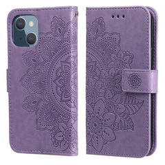 7-petal Flowers Embossing Pattern Horizontal Flip PU Leather Case with Holder & Card Slots & Wallet & Photo Frame, For iPhone 13, For iPhone 13 Mini, For iPhone 13 Pro, For iPhone 13 Pro Max