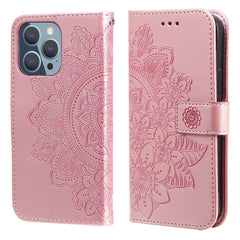 7-petal Flowers Embossing Pattern Horizontal Flip PU Leather Case with Holder & Card Slots & Wallet & Photo Frame, For iPhone 13, For iPhone 13 Mini, For iPhone 13 Pro, For iPhone 13 Pro Max