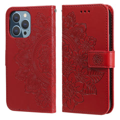 7-petal Flowers Embossing Pattern Horizontal Flip PU Leather Case with Holder & Card Slots & Wallet & Photo Frame, For iPhone 13, For iPhone 13 Mini, For iPhone 13 Pro, For iPhone 13 Pro Max