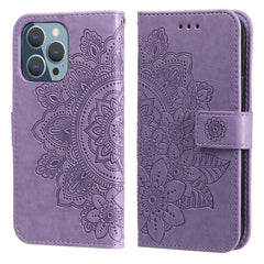 7-petal Flowers Embossing Pattern Horizontal Flip PU Leather Case with Holder & Card Slots & Wallet & Photo Frame, For iPhone 13, For iPhone 13 Mini, For iPhone 13 Pro, For iPhone 13 Pro Max