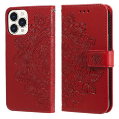 7-petal Flowers Embossing Pattern Horizontal Flip PU Leather Case with Holder & Card Slots & Wallet & Photo Frame, For iPhone 13, For iPhone 13 Mini, For iPhone 13 Pro, For iPhone 13 Pro Max