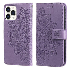 7-petal Flowers Embossing Pattern Horizontal Flip PU Leather Case with Holder & Card Slots & Wallet & Photo Frame, For iPhone 13, For iPhone 13 Mini, For iPhone 13 Pro, For iPhone 13 Pro Max