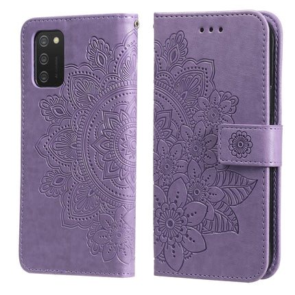 7-petal Flowers Embossing Pattern Horizontal Flip PU Leather Case with Holder & Card Slots & Wallet & Photo Frame, For Samsung Galaxy A03s (166.6mm), For OPPO Realme GT 5G