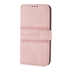 Embossed Striped Magnetic Buckle PU + TPU Horizontal Flip Leather Case with Holder & Card Slot & Wallet & Photo Frame & Sling, For iPhone 13 mini, For iPhone 13, For iPhone 13 Pro, For iPhone 13 Pro Max, For iPhone 12 Pro