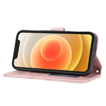 Embossed Striped Magnetic Buckle PU + TPU Horizontal Flip Leather Case with Holder & Card Slot & Wallet & Photo Frame & Sling, For iPhone 13 mini, For iPhone 13, For iPhone 13 Pro, For iPhone 13 Pro Max