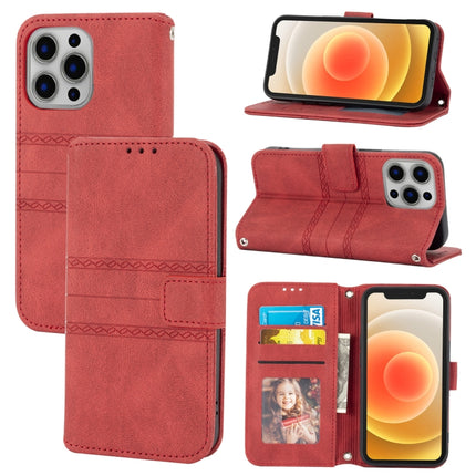 Estuche de cuero PU + TPU con hebilla magnética de rayas en relieve con tapa horizontal, soporte, ranura para tarjetas, billetera, marco de fotos y correa, para iPhone 13 mini, para iPhone 13, para iPhone 13 Pro, para iPhone 13 Pro Max, para iPhone 12 Pro