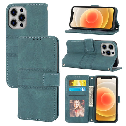 Embossed Striped Magnetic Buckle PU + TPU Horizontal Flip Leather Case with Holder & Card Slot & Wallet & Photo Frame & Sling, For iPhone 13 mini, For iPhone 13, For iPhone 13 Pro, For iPhone 13 Pro Max
