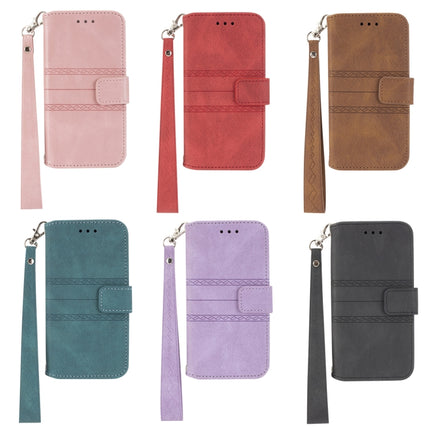 Estuche de cuero PU + TPU con hebilla magnética de rayas en relieve con tapa horizontal, soporte, ranura para tarjetas, billetera, marco de fotos y correa, para iPhone 13 mini, para iPhone 13, para iPhone 13 Pro, para iPhone 13 Pro Max, para iPhone 12 Pro
