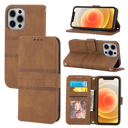 Embossed Striped Magnetic Buckle PU + TPU Horizontal Flip Leather Case with Holder & Card Slot & Wallet & Photo Frame & Sling, For iPhone 13 mini, For iPhone 13, For iPhone 13 Pro, For iPhone 13 Pro Max