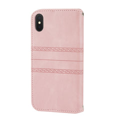 Embossed Striped Magnetic Buckle PU + TPU Horizontal Flip Leather Case with Holder & Card Slot & Wallet & Photo Frame & Sling, For iPhone XS Max, For iPhone XR, For iPhone 8 / 7 / 6, For iPhone 8 Plus / 7 Plus / 6 Plus