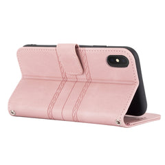 Embossed Striped Magnetic Buckle PU + TPU Horizontal Flip Leather Case with Holder & Card Slot & Wallet & Photo Frame & Sling, For iPhone XS Max, For iPhone XR, For iPhone 8 / 7 / 6, For iPhone 8 Plus / 7 Plus / 6 Plus