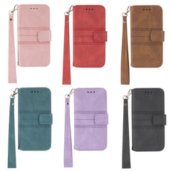 Embossed Striped Magnetic Buckle PU + TPU Horizontal Flip Leather Case with Holder & Card Slot & Wallet & Photo Frame & Sling, For iPhone XS Max, For iPhone XR, For iPhone 8 / 7 / 6, For iPhone 8 Plus / 7 Plus / 6 Plus