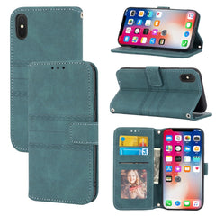 Embossed Striped Magnetic Buckle PU + TPU Horizontal Flip Leather Case with Holder & Card Slot & Wallet & Photo Frame & Sling, For iPhone XS Max, For iPhone XR, For iPhone 8 / 7 / 6, For iPhone 8 Plus / 7 Plus / 6 Plus