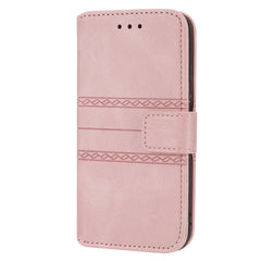 Embossed Striped Magnetic Buckle PU + TPU Horizontal Flip Leather Case with Holder & Card Slot & Wallet & Photo Frame & Sling, For iPhone 8 / 7 / 6, For iPhone 8 Plus / 7 Plus / 6 Plus