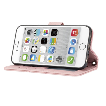 Embossed Striped Magnetic Buckle PU + TPU Horizontal Flip Leather Case with Holder & Card Slot & Wallet & Photo Frame & Sling, For iPhone 8 / 7 / 6, For iPhone 8 Plus / 7 Plus / 6 Plus
