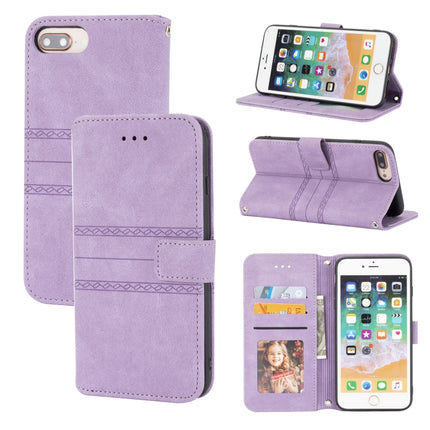 Embossed Striped Magnetic Buckle PU + TPU Horizontal Flip Leather Case with Holder & Card Slot & Wallet & Photo Frame & Sling, For iPhone 8 / 7 / 6, For iPhone 8 Plus / 7 Plus / 6 Plus