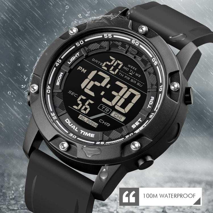SKMEI 1762 Triplicate Round LED Dual Time Digital Display Waterproof Luminous Electronic Watch, SKMEI 1762