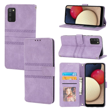 Embossed Striped Magnetic Buckle PU + TPU Horizontal Flip Leather Case with Holder & Card Slot & Wallet & Photo Frame & Sling, For Samsung Galaxy S21 FE, For Samsung Galaxy A02s 164mm, For Samsung Galaxy A03s 164mm, For Samsung Galaxy A51