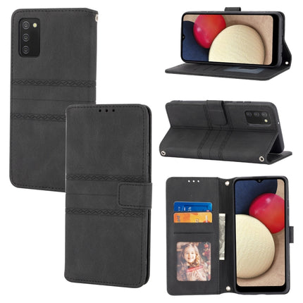 Embossed Striped Magnetic Buckle PU + TPU Horizontal Flip Leather Case with Holder & Card Slot & Wallet & Photo Frame & Sling, For Samsung Galaxy S21 FE, For Samsung Galaxy A02s 164mm, For Samsung Galaxy A03s 164mm, For Samsung Galaxy A51