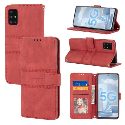 Embossed Striped Magnetic Buckle PU + TPU Horizontal Flip Leather Case with Holder & Card Slot & Wallet & Photo Frame & Sling, For Samsung Galaxy S21 FE, For Samsung Galaxy A02s 164mm, For Samsung Galaxy A03s 164mm, For Samsung Galaxy A51