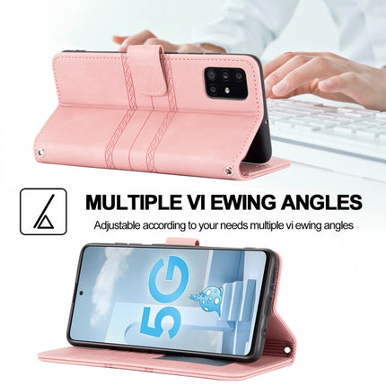 Embossed Striped Magnetic Buckle PU + TPU Horizontal Flip Leather Case with Holder & Card Slot & Wallet & Photo Frame & Sling, For Samsung Galaxy A71, For Samsung Galaxy A12 5G, For Samsung Galaxy A22 4G, For Samsung Galaxy A22 5G