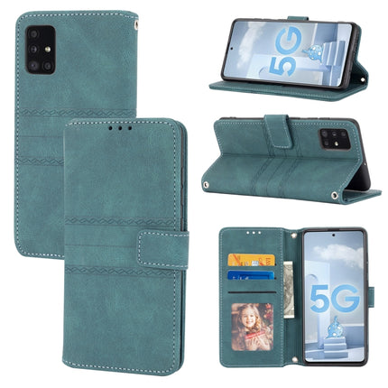 Embossed Striped Magnetic Buckle PU + TPU Horizontal Flip Leather Case with Holder & Card Slot & Wallet & Photo Frame & Sling, For Samsung Galaxy A71, For Samsung Galaxy A12 5G, For Samsung Galaxy A22 4G, For Samsung Galaxy A22 5G