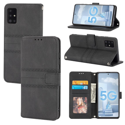 Embossed Striped Magnetic Buckle PU + TPU Horizontal Flip Leather Case with Holder & Card Slot & Wallet & Photo Frame & Sling, For Samsung Galaxy A71, For Samsung Galaxy A12 5G, For Samsung Galaxy A22 4G, For Samsung Galaxy A22 5G