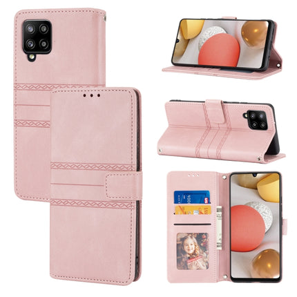 Embossed Striped Magnetic Buckle PU + TPU Horizontal Flip Leather Case with Holder & Card Slot & Wallet & Photo Frame & Sling, For Samsung Galaxy A71, For Samsung Galaxy A12 5G, For Samsung Galaxy A22 4G, For Samsung Galaxy A22 5G